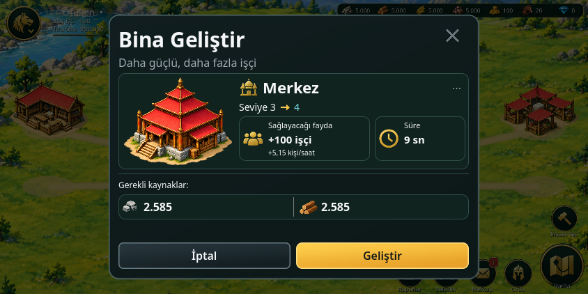 Bina geliştirme ekranı